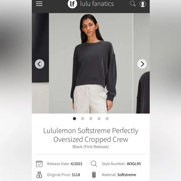 Lululemon  Softstreme Perfectly Oversized Cropped Crew
Black - Picture 4 of 4